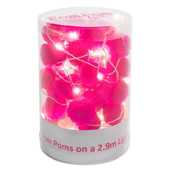 Great Quality Pink Galaxy Boho Home Decor Pom Pom Battery Operated Fairy Lights - Picture 2 of 5